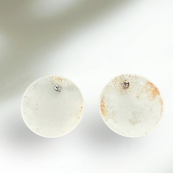 Vintage 1980's Post Back Large Circle Earrings - Picture 2 of 3